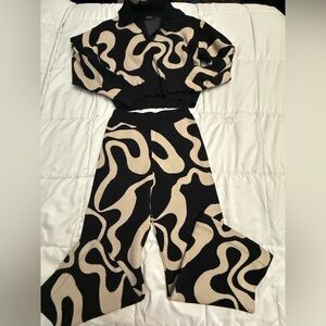 Cider Black and Cream Wide Leg Pants and Top set